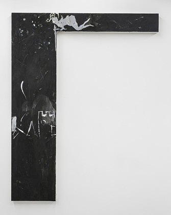 Untitled (knight), 2015,
milk paint, oil paint and flashe on canvas, 63 x 49 in